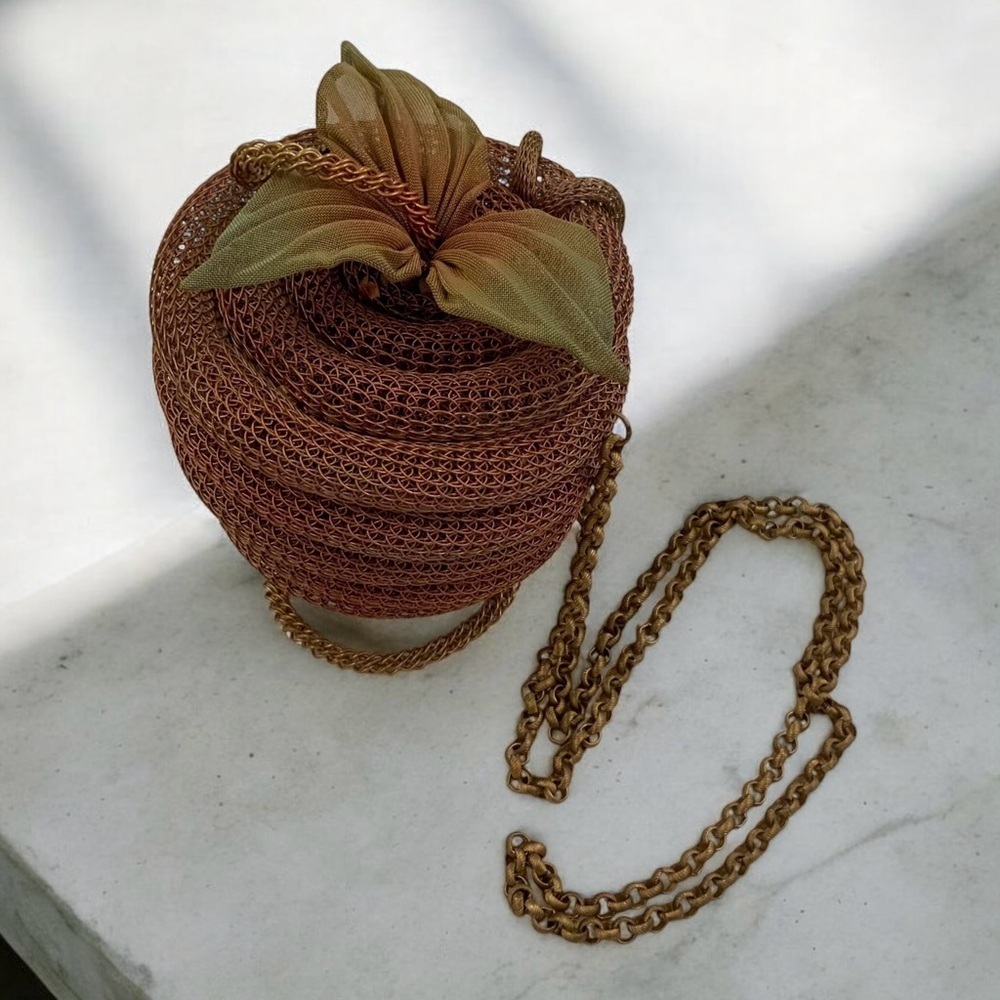 Sarah Cavender Metalworks Handbag Apple Shape, Copper & Gold, Art Collectible - Picture 9 of 10